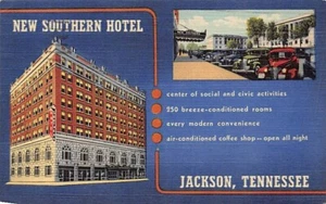 Postkarte TN: Neues Southern Hotel, Jackson, Tennessee, Vintage Leinen, veröffentlicht 1943 - Bild 1 von 2