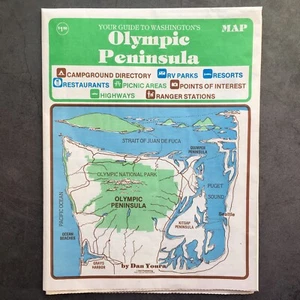 Mapa vintage de la Península Olímpica de Washington por Dan Youra 1983 - Imagen 1 de 7