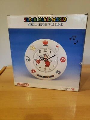 ULTRA RARE NEW Super Mario World Musical Ceramic Wall Clock 1993 - Image 1 of 4