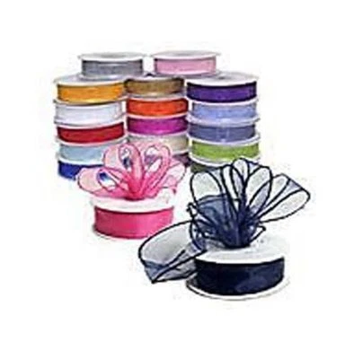 7/8 IN 25YD Sheer Organza Ribbon Many Colors: Red, Gold, Yellow, Rose, Ivory, - Image 1 of 2