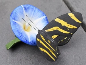 Escultura de porcelana Franklin Mint Mariposas del Mundo ZEBRA LONGWING - Imagen 1 de 6