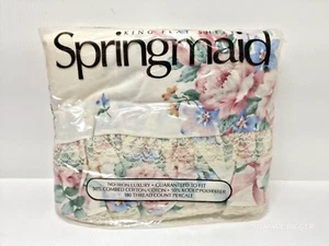 Vintage New Springmaid King Flat Sheet Bridal Bouquet Pink 78" x 80" Made in USA - Picture 1 of 8
