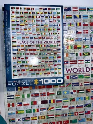 Eurographics Puzzle 1000 Pieces 19x28 Jigsaw Flags of the World Complete (photo) - Image 1 of 4