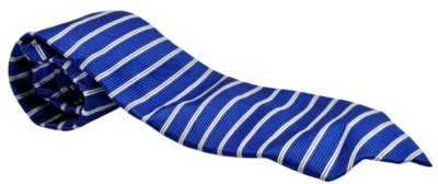 Corbata de seda Paul Fredrick para hombre azul a rayas diseñador 100 % seda hecha a mano Foto 1 de 4