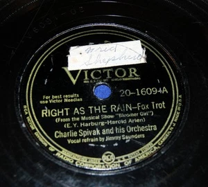 1944 CHARLIE SPIVAK Right As The Rain & A Wonderful Winter Victor 20-1609 V+ - Picture 1 of 2
