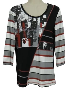 Top Orly City Limits para mujer talla pequeña tachuelas elásticas negro rojo blanco - Imagen 1 de 3