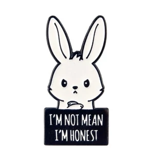 I'm Not Mean I'm Honest Bunny Rabbit Enamel Pin Jewelry - Picture 1 of 4