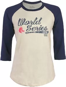 Boston Red Sox Womens Majestic 2018 World Series 3/4 Sleeve T-Shirt - NWT - Picture 1 of 2