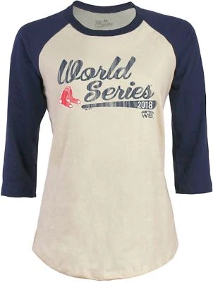 Boston Red Sox Womens Majestic 2018 World Series 3/4 Sleeve T-Shirt - NWT - Image 1 of 2