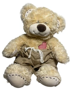 Build a Bear Champ II Teddy Red Patch Heart Khaki Pants QUICK SHIPPING! - Picture 1 of 5