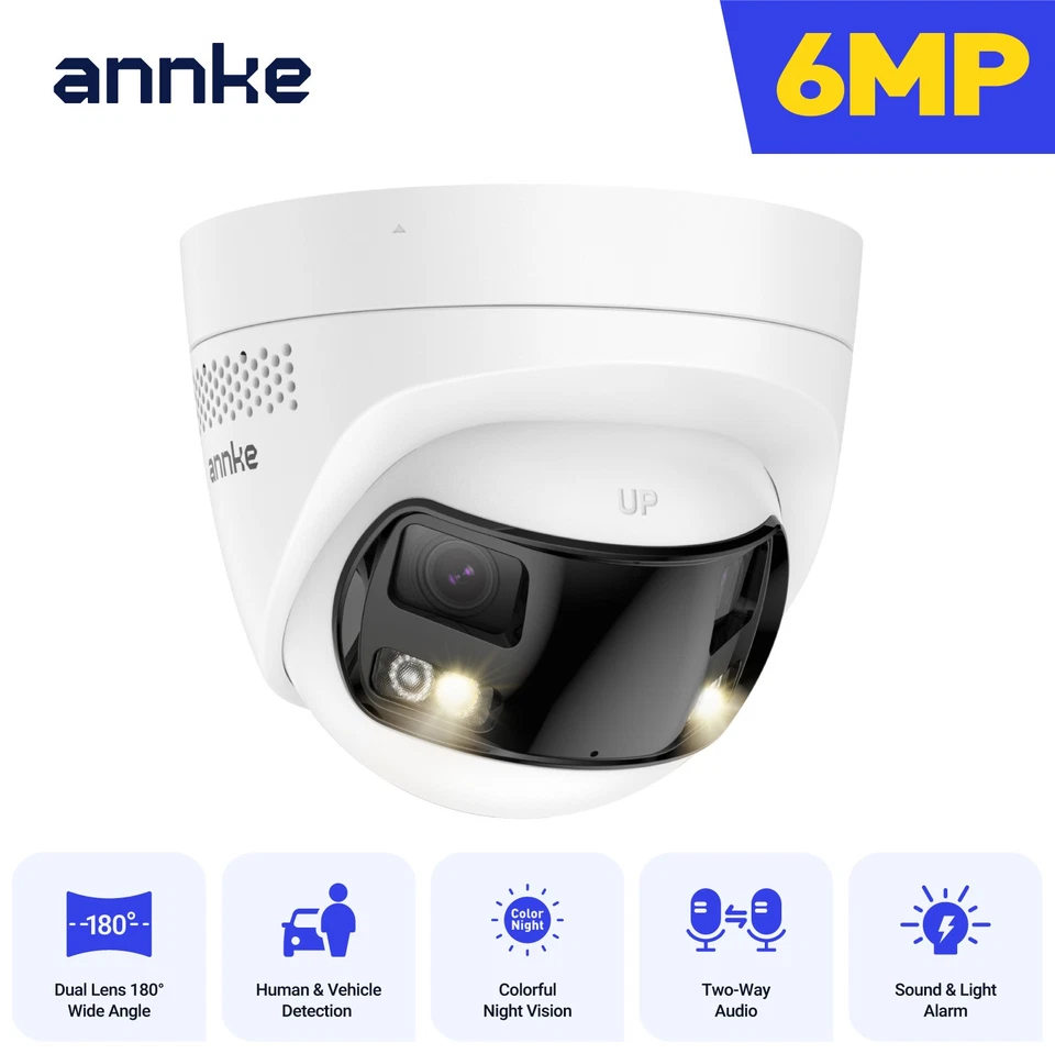 Cámara de seguridad ANNKE 6MP POE lente doble exterior color noche audio bidireccional FCD600 Foto 1 de 4