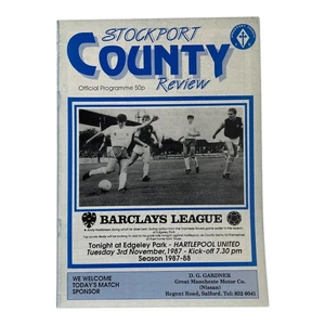 Stockport County v Hartlepool United Programm 1987-88 Barclays League Vintage - Bild 1 von 4