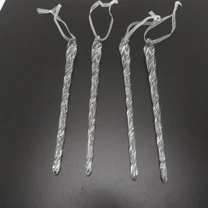 Clear Glass Ice Cicle Spiral Glass Hanging Christmas/Holiday Ornaments Lot of 4 - Picture 1 of 9