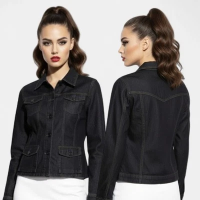 René Lezard Coastal Cowgirl Denim Jacket Medium 38 Western Luxury — 第 1/4 张图片