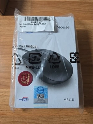 Dell Optical Mouse USB Compatibility MS116 Black Computer Replacement Part - Image 1 of 2
