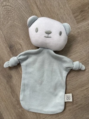 Tesco F&F Blue Teddy Bear Flat Baby Comforter Blanket Soother Blankie Snuggle - Image 1 of 4
