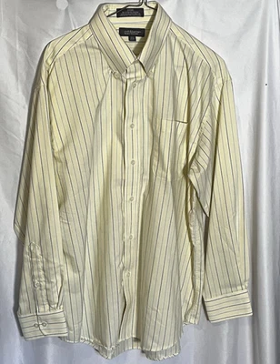 Croft & Barrow Oxford Amarillo Azul Rayas Mezcla Algodón Manga Larga 16.5 32/33 Foto 1 de 4