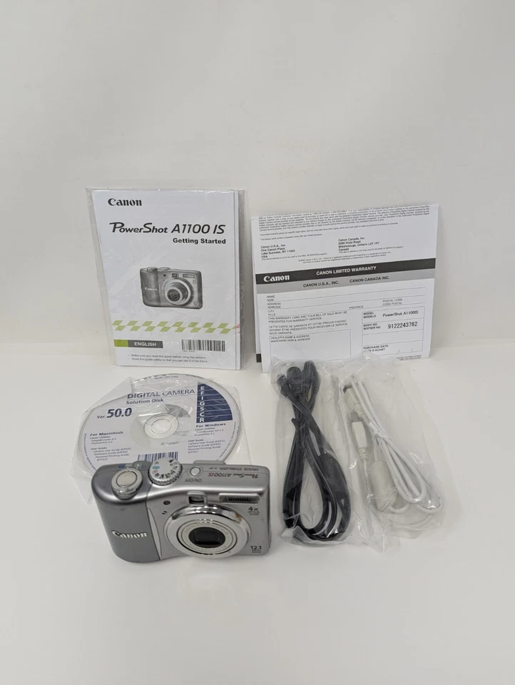 Canon PowerShot A1100 IS Digital Camera Silver 12.1MP - Image 1 of 4