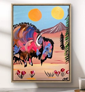 Pintura interior decoración bellas artes coleccionables CORBELLIC Buffalo Pines 12x16 - Imagen 1 de 8