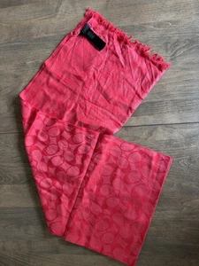 Coach Women's Scarf Red Patterned, Signature Print, Silk - Picture 1 of 4