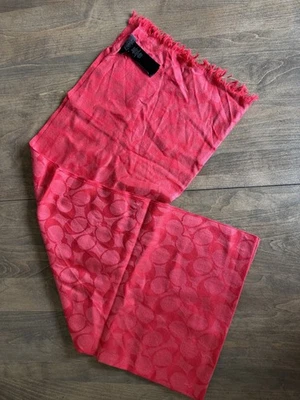 Coach Women's Scarf Red Patterned, Signature Print, Silk - Image 1 of 4
