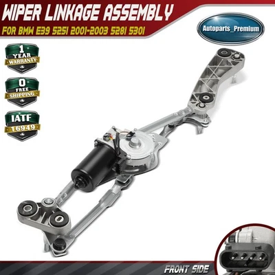 Motor limpiaparabrisas delantero y conjunto de acoplamiento para BMW E39 525i 528i 530i tracción izquierda Foto 1 de 4