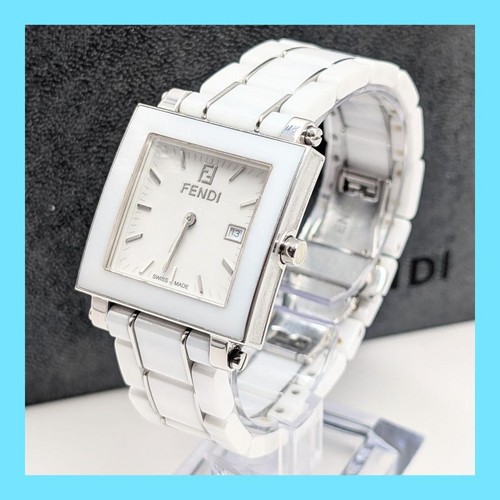 Orologio Fendi Ceramica Quadrato 6200G Quarzo Funzionante Con Scatola Batteria Nuova
