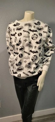 Batman Nuevo Suéter Cuello Redondo Manga Larga Blanco Y Negro Cuello Redondo Mujeres S Nuevo con Etiquetas Foto 1 de 4