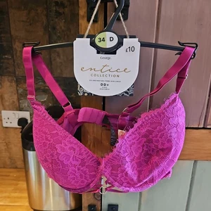 Bnwt Woman’s George Entice Pink UNDERWIRED Bra Size 34d - Picture 1 of 5