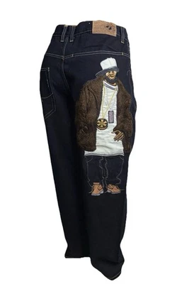 Винтажные джинсы из необработанного синего денима уличная одежда - Изображение 1 из 4