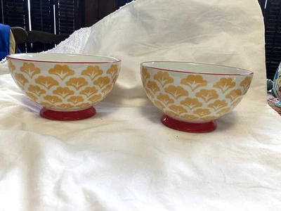 Juego de 2 cuencos Pioneer Woman vintage pero sin usar, amarillos y rojos Foto 1 de 4