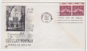 TurtlesTradingPost - Independence Hall 10 Cent #1044 - 1956 FDC Artcraft Pair - Picture 1 of 1