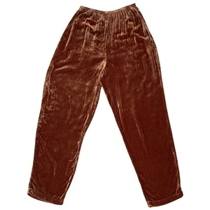 Pantalones de terciopelo Citron Santa Monica mezcla de seda M marrón ropa de salón Boho Lagenlook - Imagen 1 de 11