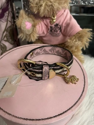 RARO NUEVO CON ETIQUETAS Juicy Couture Perrito Rosa Scottie Perros Monograma Reversible Collar para Mascotas XS Foto 1 de 4