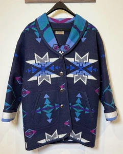 VTG Pendleton Knockabouts Wool Blanket Jacket Coat Southwest Aztec Pattern M USA - Picture 1 of 15