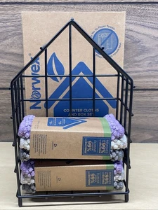 Norwex Counter Cloth And Box Set 6 Cloths House Shaped Amethyst Vanilla Mushroom - Picture 1 of 7