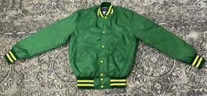 Vintage Holloway Jacket Mens S Green/ Yellow Bands Varsity Snap USA 90s (2-2) - Picture 1 of 7