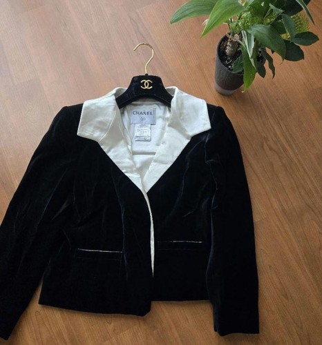 Giacca velluto CHANEL 03A nera manica 42 nero