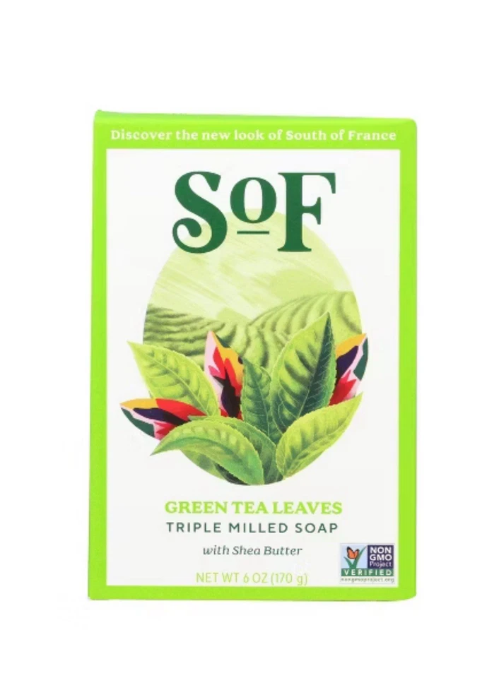 South of France Green Tea Milled Oval Bar Soap with Shea Butter ~ 2 X 6 oz - Image 1 of 1