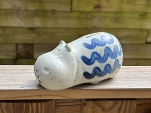 Takahashi Hippo Coin Bank blau Keramik Steinzeug mit Stopfen Mitte 20. Jahrhundert MCM - Bild 1 von 21