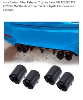 4 PCS Carbon Fiber Exhaust Tip Pipe Fit for BMW F87 M2 F80 M3 F82 F83 M4 - Image 1 of 4