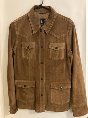 GAP Suede Leather Brown Jacket Western Style Riveted Snap Buttons Vintage Large - Image 1 of 4