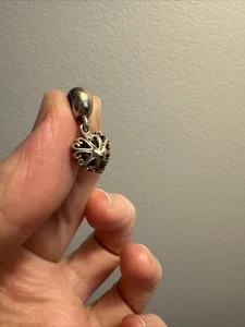 ✨ Genuine Pandora Silver & 14ct Gold Filled With Love Dangle Heart Charm S925 AL - Picture 1 of 3