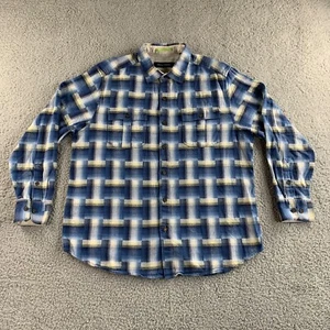 NUEVA Camisa Tommy Bahama Para Hombres Grande Azul Franela Cuadros Botones Bolsillos con Solapa - Imagen 1 de 16