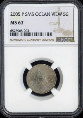2005 P Jefferson Nickel 5C Oceanview NGC MS67 SMS Quality - Image 1 of 2