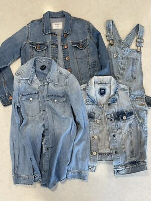 Preowned Girls Denim Jacket, Short Overalls, Long Sleeve Shirt, Vest Size L/10 - Image 1 of 4