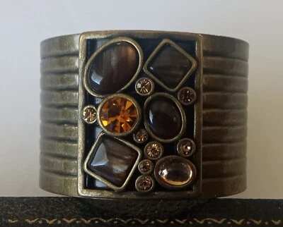 Vintage Bronze Rhinestone Cuff Bracelet - Imagem 1 de 3