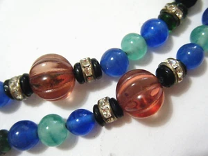 Fantastica Collana Art Deco Ceca Boemia 52" Rondelle Vetro Melone Perline Flapper - Foto 1 di 8