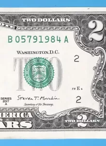 TRAILING YEAR 1984 (B 0579 1984 A) $2 Two Dollar Bill 2017A (New York/B/2) - Picture 1 of 3
