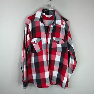 Jim Catfish Hunter Men's Flannel Button Up Shirt Long Sleeve Red/Black/White 16 - Picture 1 of 19